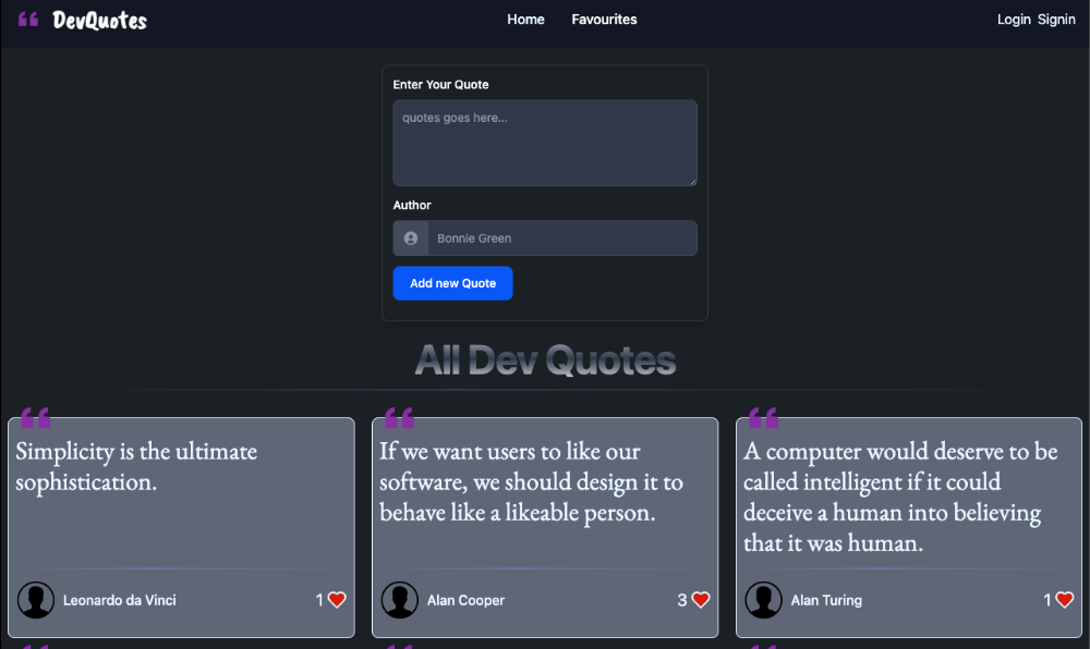 Image du projet Dev Quotes